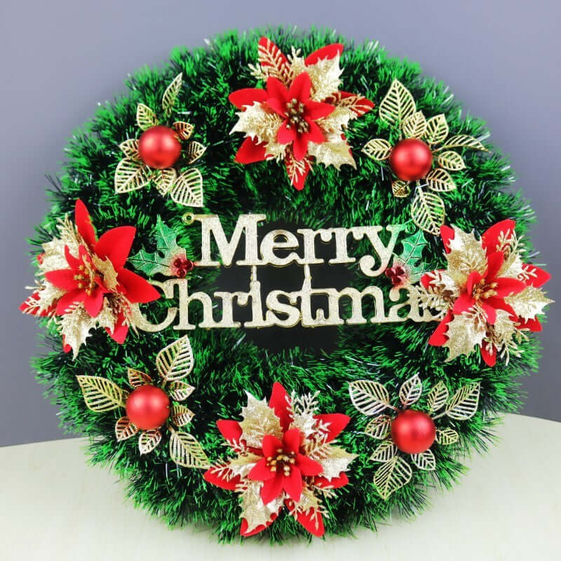 Christmas Decorations Festival Wreath Wreath Window Layout Door Hanging Site Layout Christmas Product with red flowers and ornaments.
