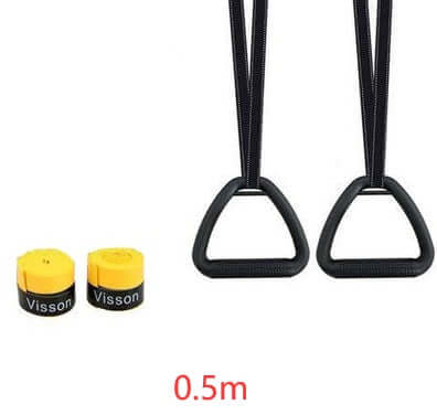 Ring fitness home multifunctional suspension training ring set featuring durable handles and measurement markers.