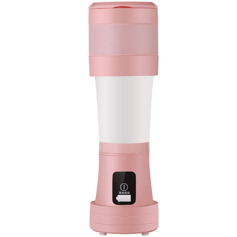 Mini portable blender for smoothies in pink, designed for easy blending and convenience.