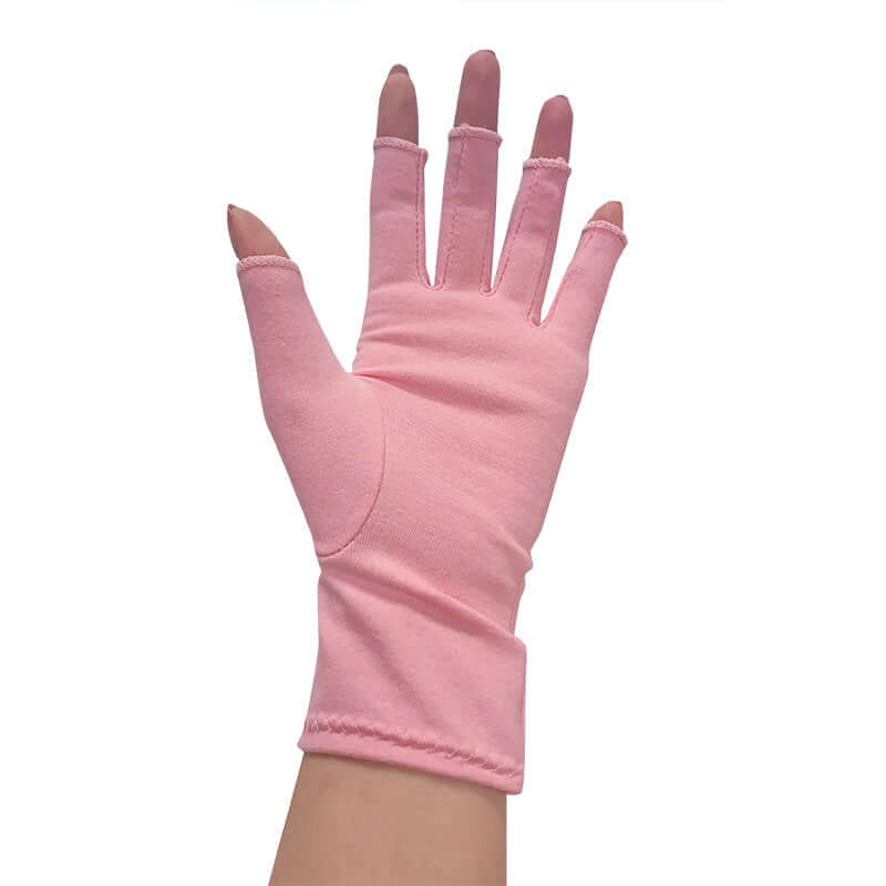 Breathable Health Care Half Finger Gloves in pink, designed for support and comfort, showcasing half-finger design for flexibility.