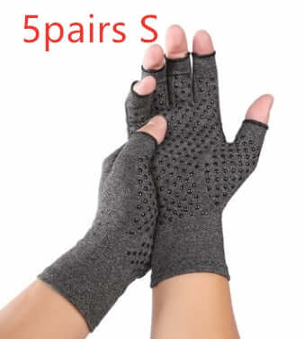 Breathable Health Care Half Finger Gloves in size S, designed for comfort and support, shown from above.