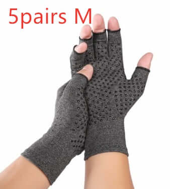 Breathable Health Care Half Finger Gloves in gray, designed for support and comfort with non-slip grip.