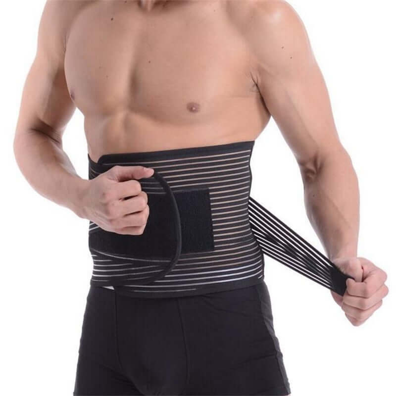 Abdomen Support Belt Breathable Health Care Belt Sports Protective Gear Waist Belt Waist Belt being worn by a man.