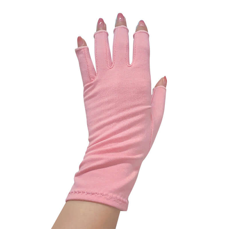 Breathable Health Care Half Finger Gloves shown in pink, providing support and flexibility for hands.