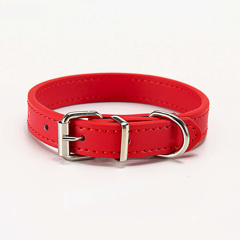 Red PU dog collar featuring a durable buckle, perfect for pets - Pet collar.