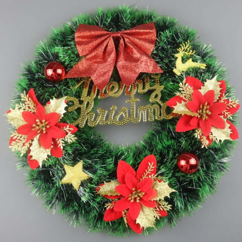 Christmas Decorations Festival Wreath Wreath Window Layout Door Hanging Site Layout Christmas Product with red flowers and bow.