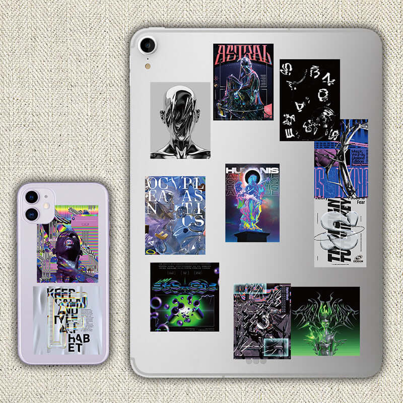 Harajuku Tech Acid Design Poster Sticker