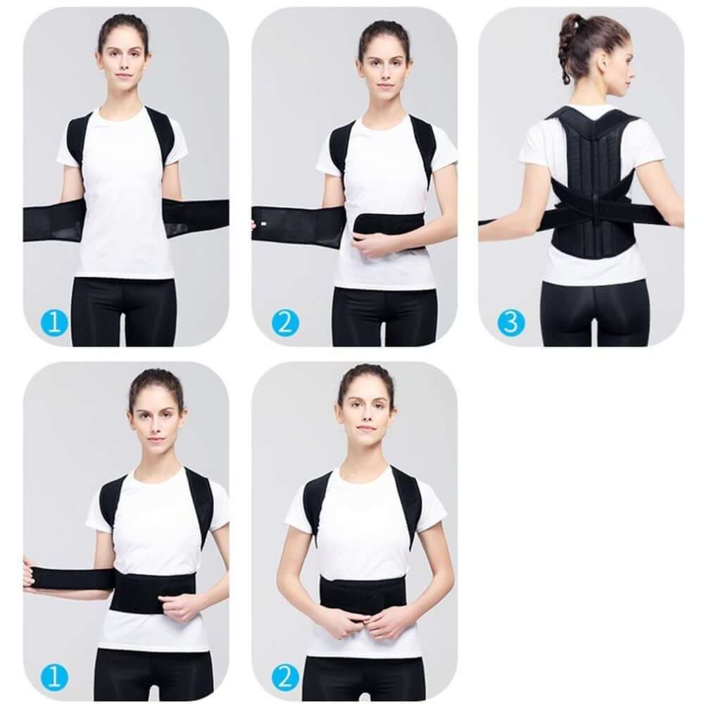Spine Bending Posture Corrector demonstrating multiple wearing angles and adjustment features for improved posture.