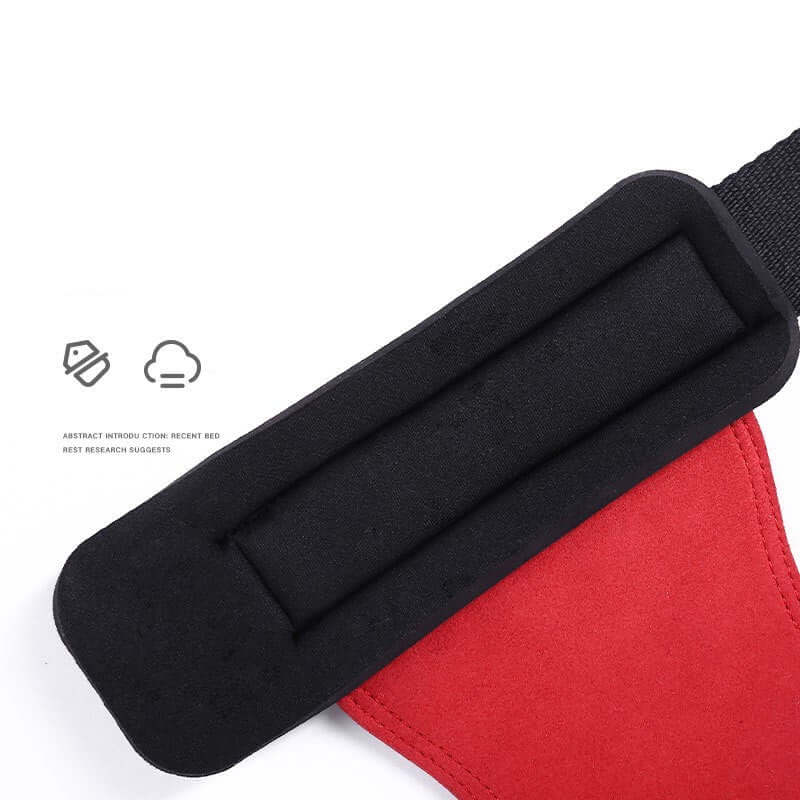 Protective gear fitness palm horizontal bar fitness wrist - close-up of black and red padded material for comfort.