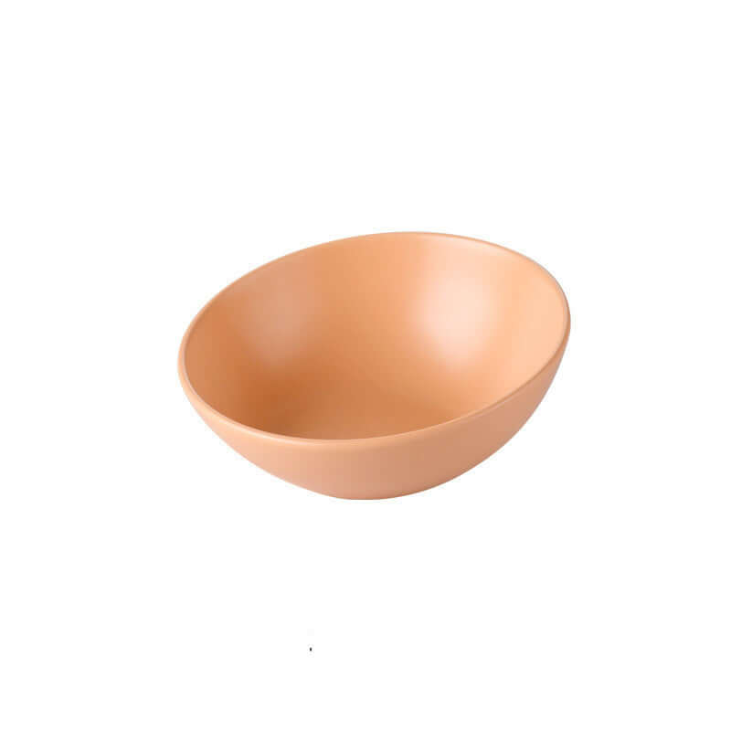Ceramic Pet Bowls in a soft orange color, perfect for pet feeding. Available in small and medium sizes.