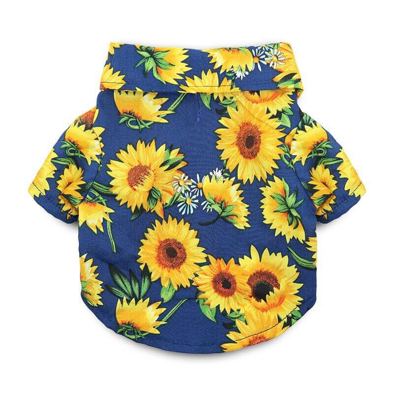 New Cat Shirt Pet Supplies - Blue shirt with sunflower design for cats