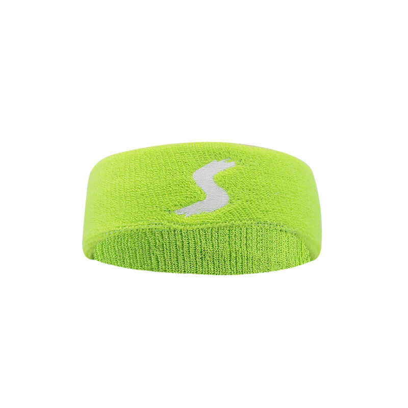 Bright green Fitness Headband made of cotton, designed for one size fits all for workout and fitness activities.