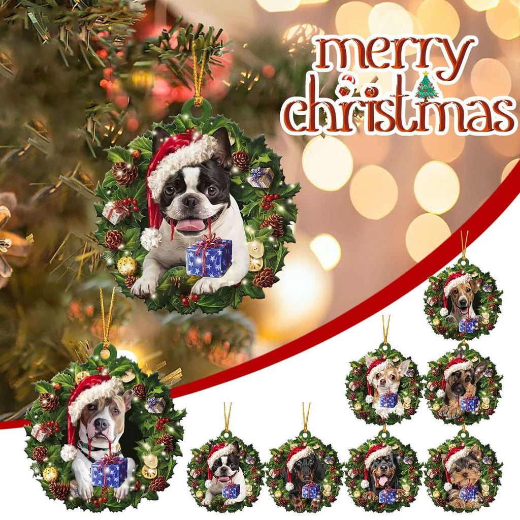 Christmas Ornaments Hanging Decoration Gift Product Personalized Family Xmas Tree Decor with cute dog images