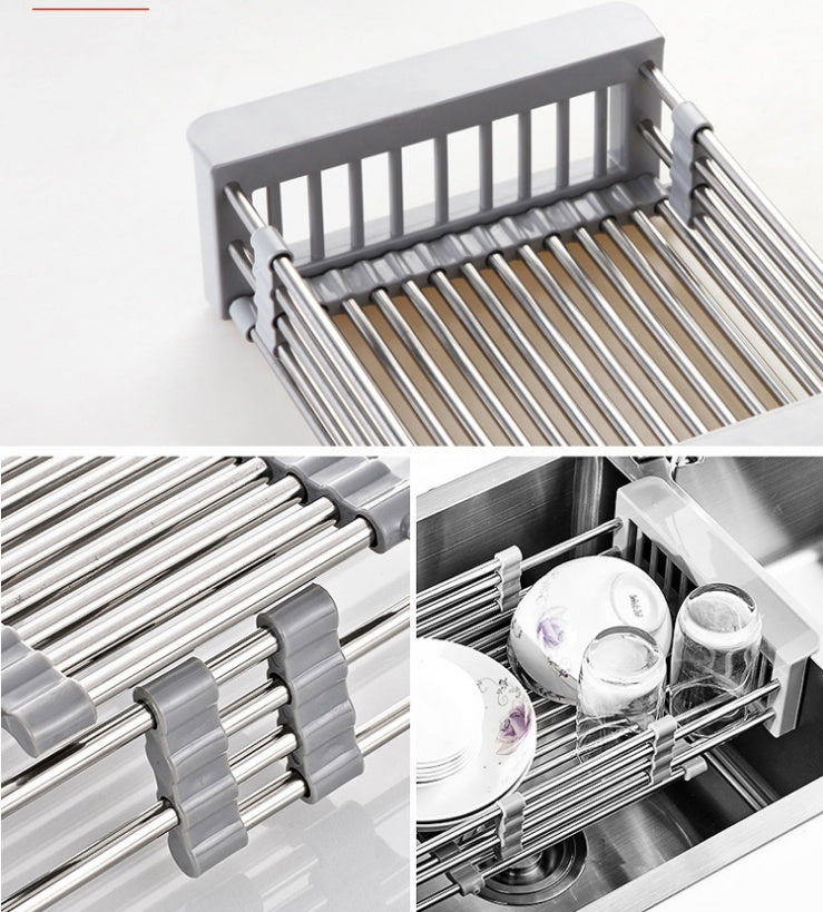 stainless steel kitchen sink drain basket designed for efficient drainage and easy drying of dishes