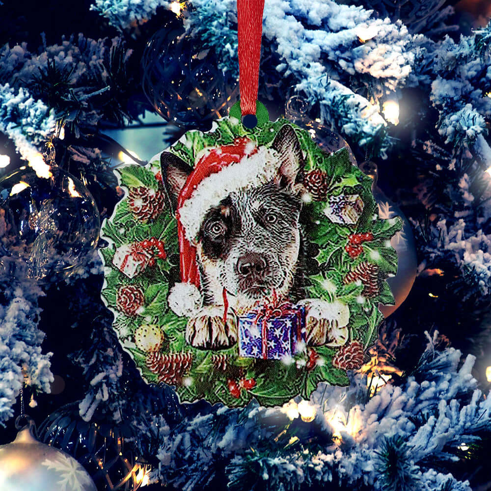 Christmas Ornaments Hanging Decoration Gift Product Personalized Family Xmas Tree Decor featuring a festive dog.