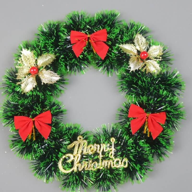 Christmas Decorations Festival Wreath Wreath Window Layout Door Hanging Site Layout Christmas Product featuring red bows and gold flowers.