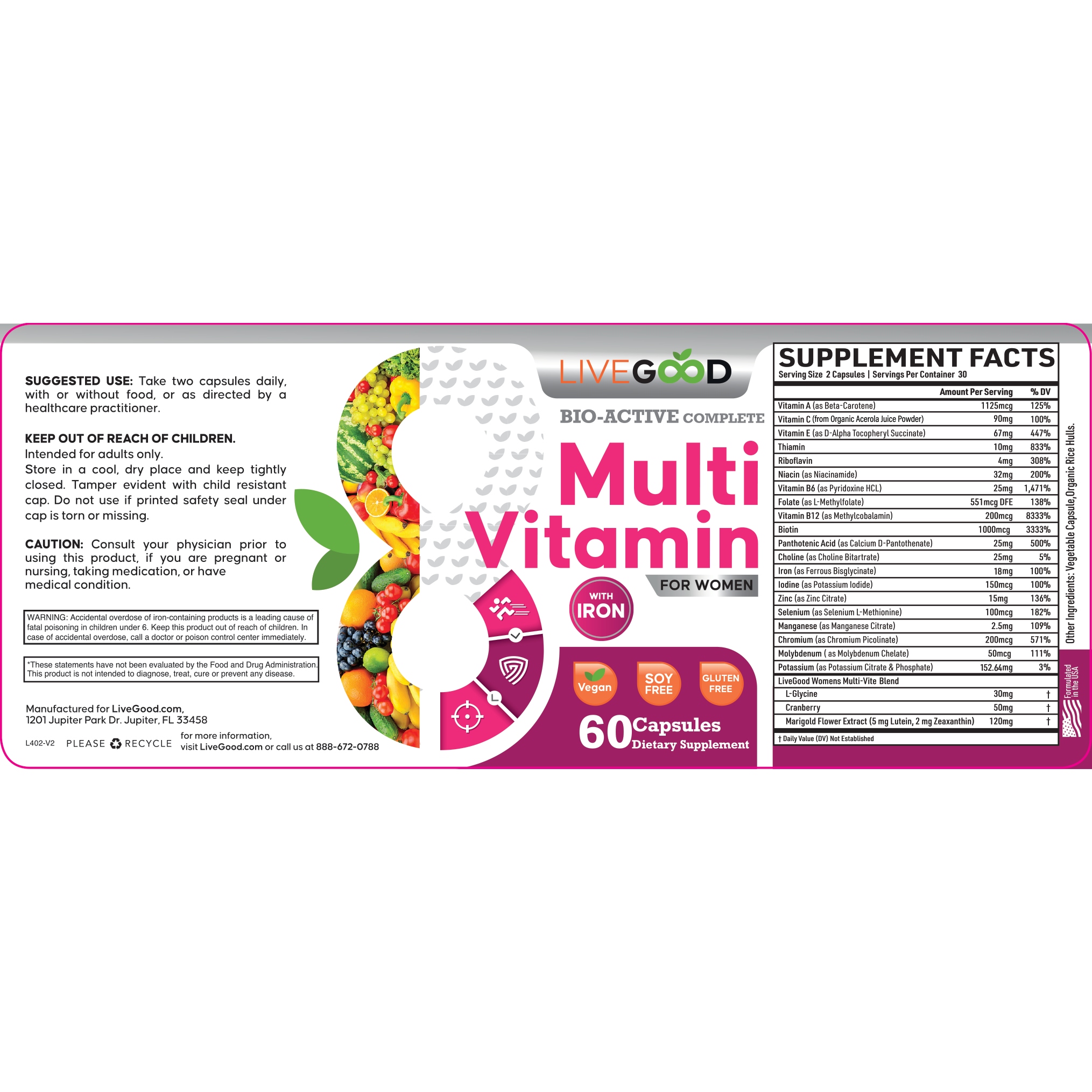 BIO-ACTIVE COMPLETE MULTI-VITAMIN FOR WOMEN WITH IRON