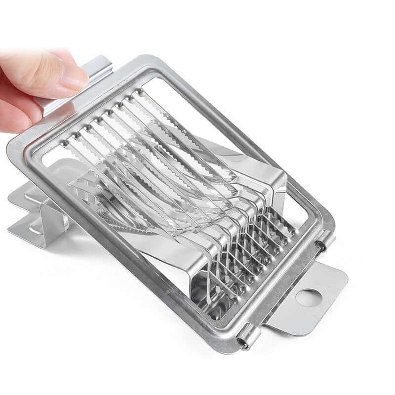 Stainless Steel Egg Cutter with multiple slicing blades, perfect for cutting chicken and duck eggs.