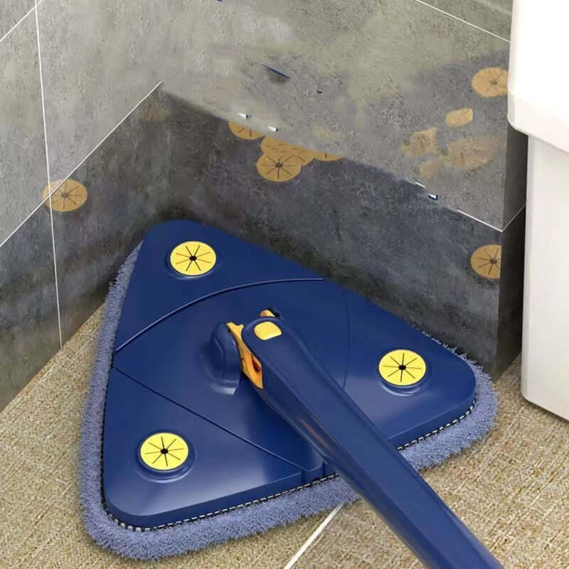 Triangle Twist Mop – Ceiling & Wall Cleaning Tool in use on tiled wall and floor.